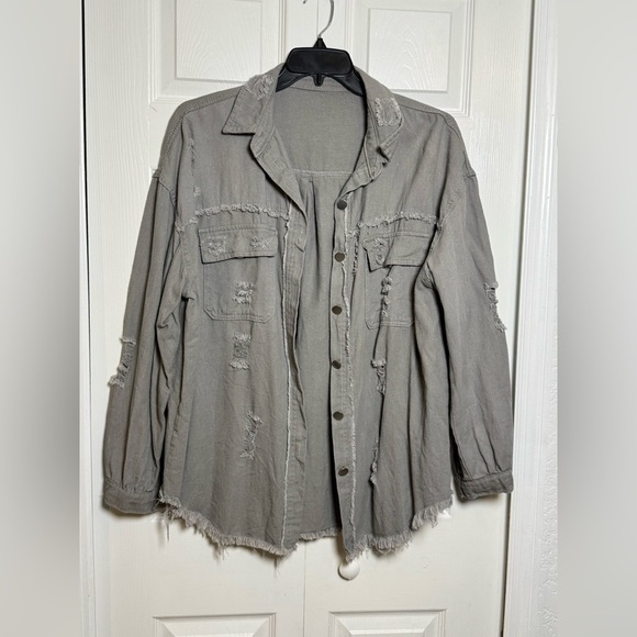 Distressed Gray Women's Jacket - Picture 2 of 11